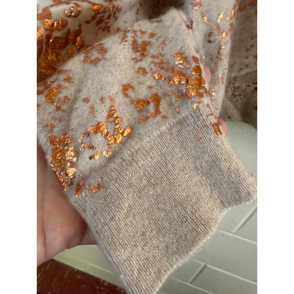 Anthropologie Pilcro The Alani Cashmere Mock Neck Sweater Women Large Metallic - Picture 11 of 13
